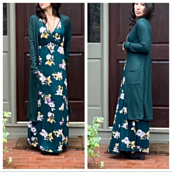 ✨LAST ONE✨Gorgeous hunter green pocket duster - Picture 2 of 8